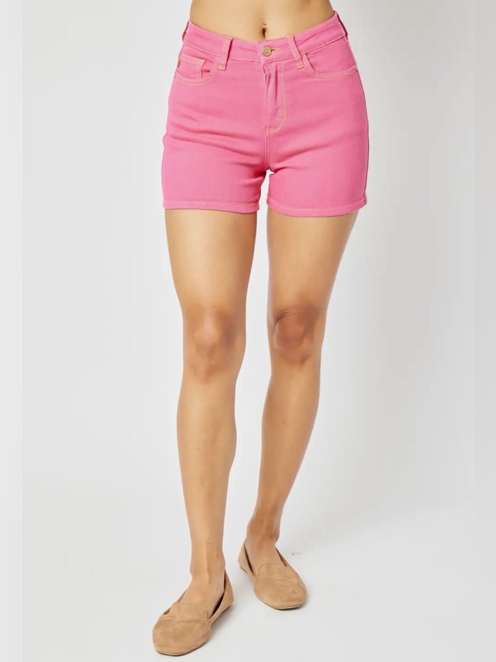 NWT Judy Blue High Waist Garment Dyed Embroidered Pocket Shorts – XL – Magenta